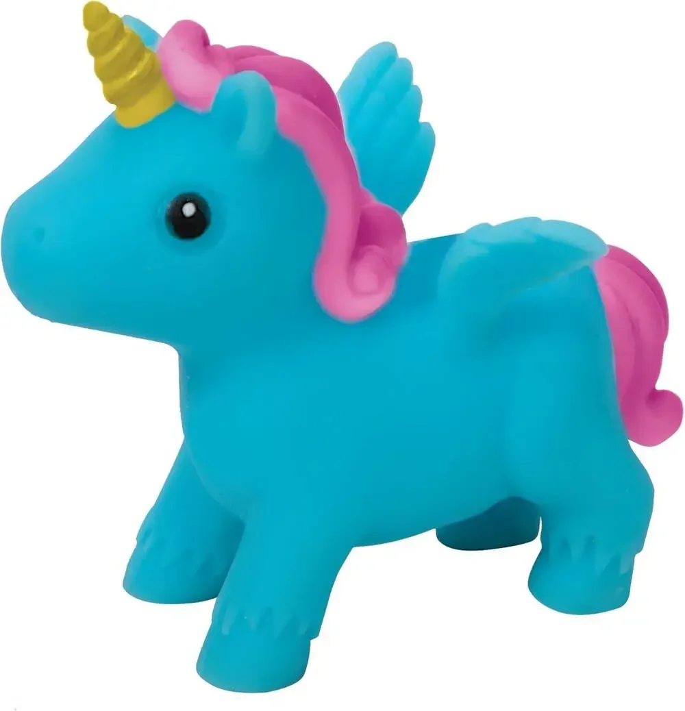 🔥Schylling Itsy Bitsy Unicorn Pocket-Size Squishy Foam Squeeze Toy Blue BNWT